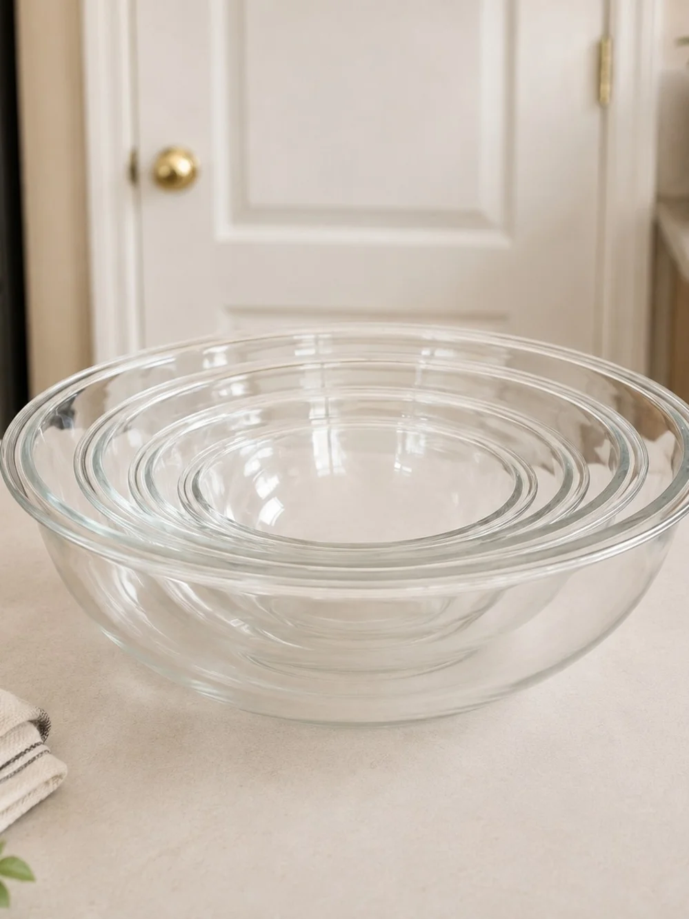 4-Piece Clear Glass Nesting Mixing Bowl Set